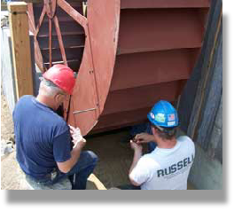 Assemble of a Poncelet waterwheel